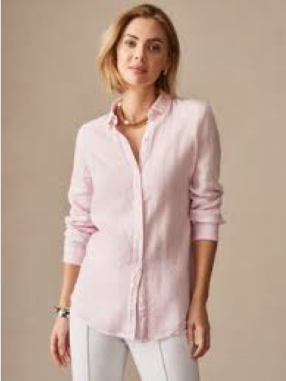 J. McLaughlin Britt Linen Pale Pink Women's Button-Down Shirt. XS